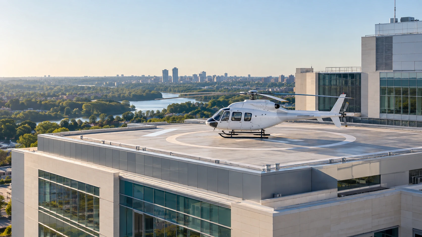 Helicopter on the rooftop of a hospital